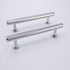 Chrome Solid Brass Knurled 7” Brass Pulls Knurled Cabinet Handles - NEW